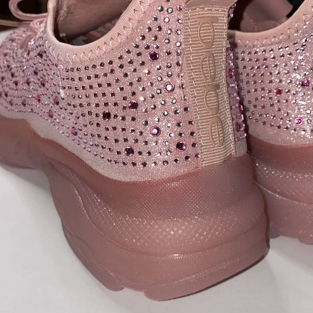 BEBE Pink Rhinestone embellished sneakers 8.5 New - Picture 10 of 10